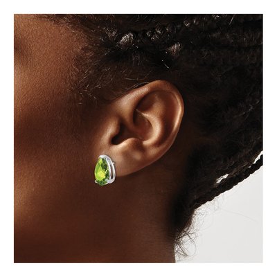 14K White Gold Peridot Pear Stud Earrings – view 3