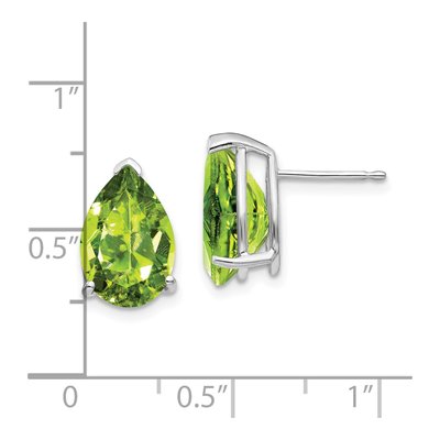 14K White Gold Peridot Pear Stud Earrings – view 4