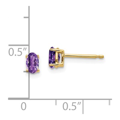 14K Yellow Gold Amethyst Oval Stud Earrings – view 4