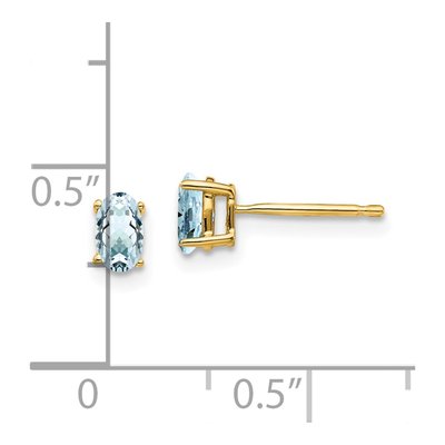 14K Yellow Gold Aquamarine Oval Stud Earrings – view 4