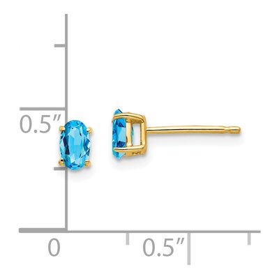 14K Yellow Gold Swiss Blue Topaz Oval Stud Earrings – view 4