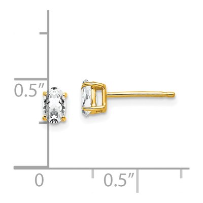 14K Yellow Gold CZ Oval Stud Earrings – view 4