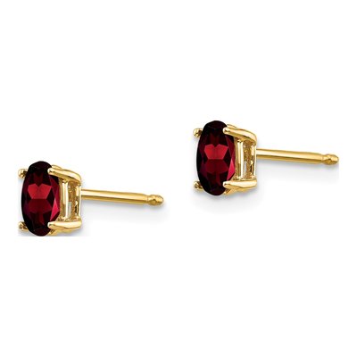 14K Yellow Gold Garnet Oval Stud Earrings – view 2