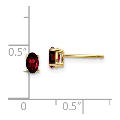14K Yellow Gold Garnet Oval Stud Earrings – view 4