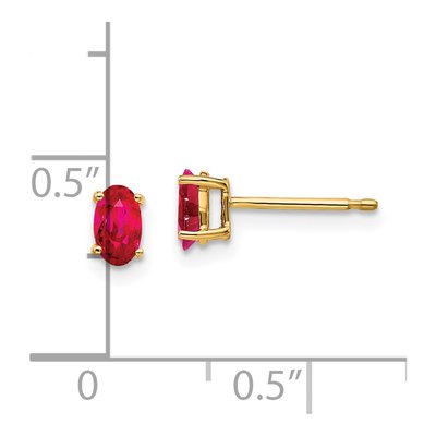 14K Yellow Gold Ruby Oval Stud Earrings – view 5