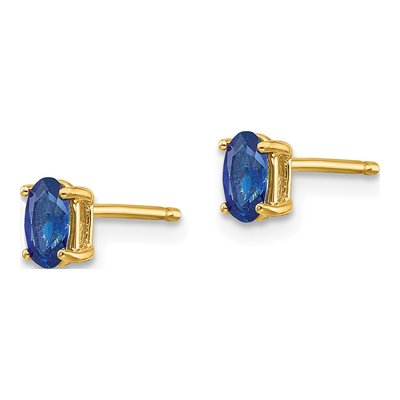 14K Yellow Gold Sapphire Oval Stud Earrings – view 3
