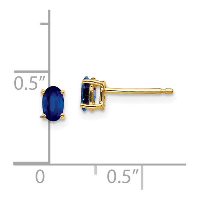 14K Yellow Gold Sapphire Oval Stud Earrings – view 5