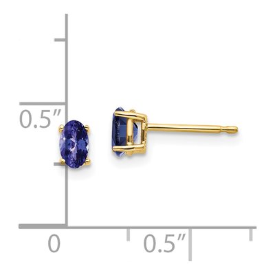 14K Yellow Gold Tanzanite Oval Stud Earrings – view 2