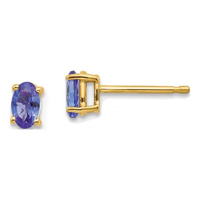 14K Yellow Gold Tanzanite Oval Stud Earrings