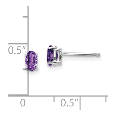 14K White Gold Amethyst Oval Stud Earrings – view 4