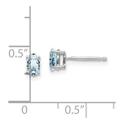 14K White Gold Aquamarine Oval Stud Earrings – view 4