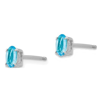 14K White Gold Swiss Blue Topaz Oval Stud Earrings – view 2
