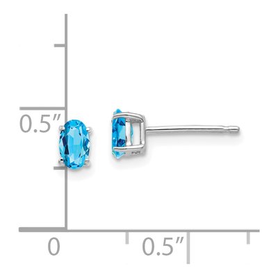 14K White Gold Swiss Blue Topaz Oval Stud Earrings – view 4
