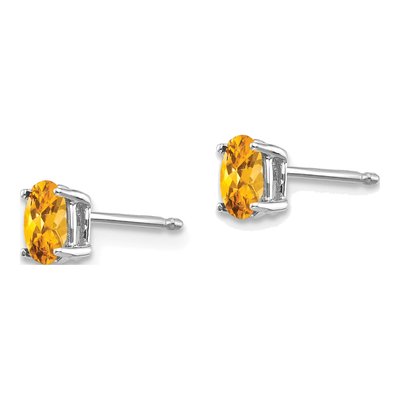 14K White Gold Citrine Oval Stud Earrings – view 2