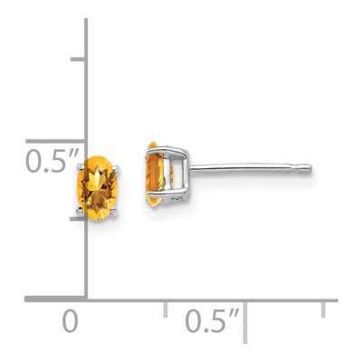 14K White Gold Citrine Oval Stud Earrings – view 4