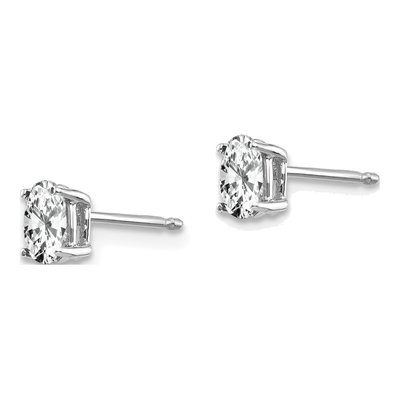14K White Gold CZ Oval Stud Earrings – view 2
