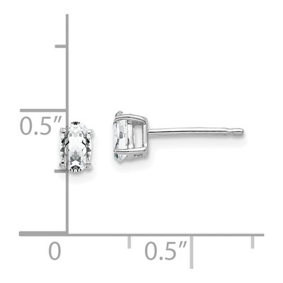 14K White Gold CZ Oval Stud Earrings – view 4