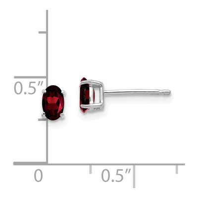 14K White Gold Garnet Oval Stud Earrings – view 4