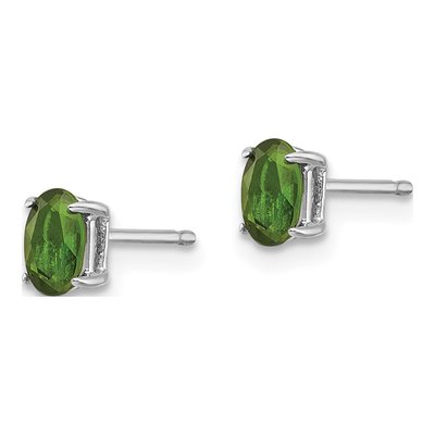 14K White Gold Green Tourmaline Oval Stud Earrings – view 2