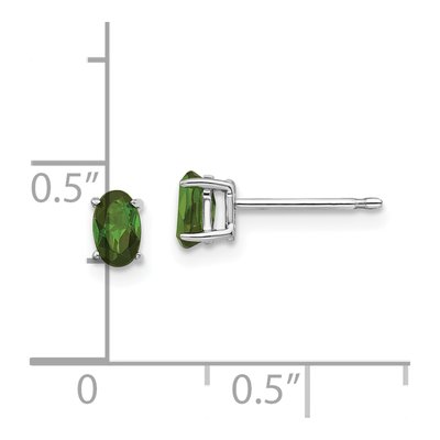 14K White Gold Green Tourmaline Oval Stud Earrings – view 4