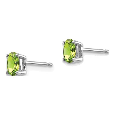 14K White Gold Peridot Oval Stud Earrings – view 2