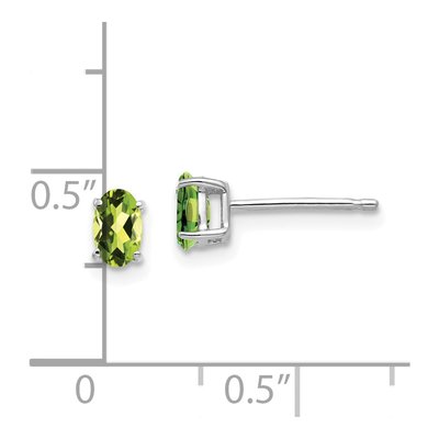 14K White Gold Peridot Oval Stud Earrings – view 4