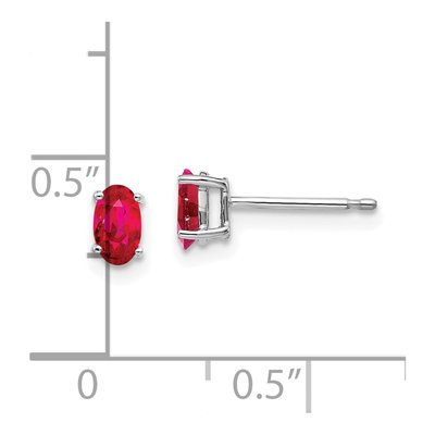 14K White Gold Ruby Oval Stud Earrings – view 4