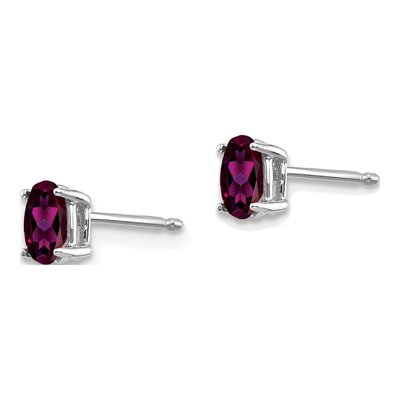 14K White Gold Oval Rhodolite Garnet Stud Earrings – view 2