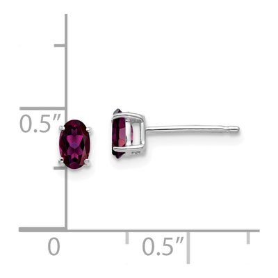 14K White Gold Oval Rhodolite Garnet Stud Earrings – view 4