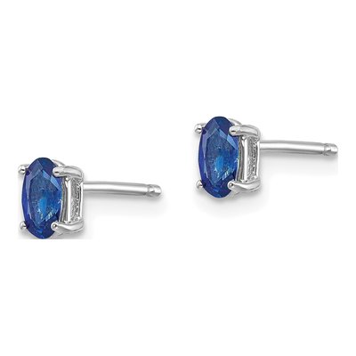 14K White Gold Sapphire Oval Stud Earrings – view 3