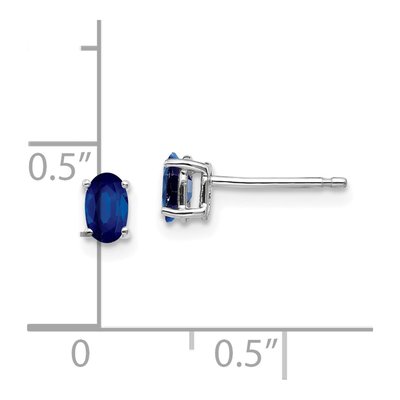 14K White Gold Sapphire Oval Stud Earrings – view 5