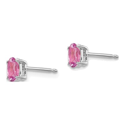 14K White Gold Pink Sapphire Oval Stud Earrings – view 3