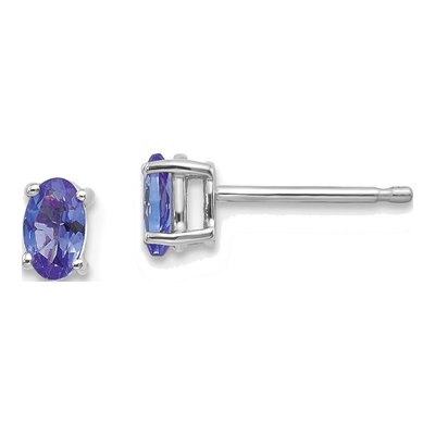 14K White Gold Tanzanite Oval Stud Earrings