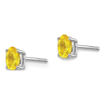 14K White Gold Sapphire Oval Stud Earrings – view 3