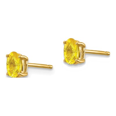 14K Yellow Gold Oval Sapphire Stud Earrings – view 2