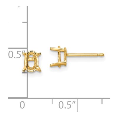 14K Yellow Gold Oval Earring Mounting – view 4