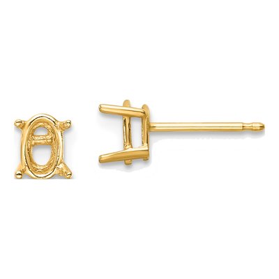 14K Yellow Gold Oval Earring Mounting