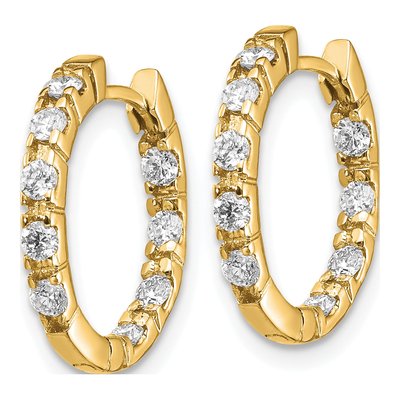 14K Yellow Gold 5/8 ct tw 16mm Diamond Inside-Out Hoop Earrings – view 2