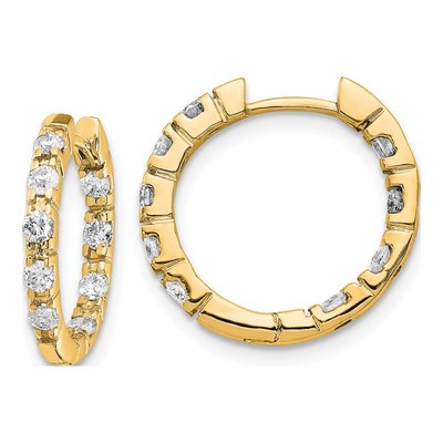 14K Yellow Gold 5/8 ct tw 16mm Diamond Inside-Out Hoop Earrings