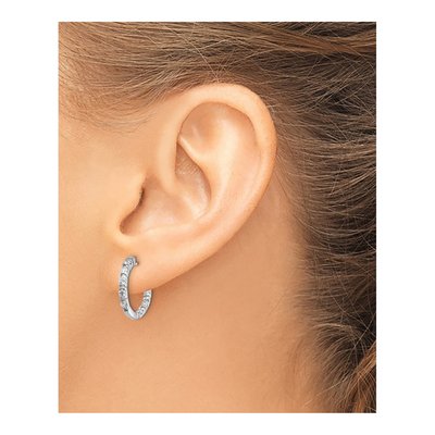 14K White Gold 5/8 ct tw 16mm Diamond Inside-Out Hoop Earrings – view 3