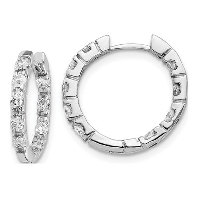 14K White Gold 5/8 ct tw 16mm Diamond Inside-Out Hoop Earrings