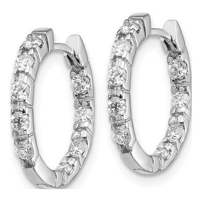 14K White Gold 5/8 ct tw 20mm Diamond Inside-Out Hoop Earrings – view 2