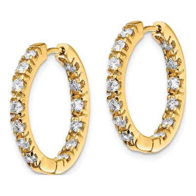 14K Yellow Gold 7/8 ct tw 23mm Diamond Inside-Out Hoop Earrings – view 2