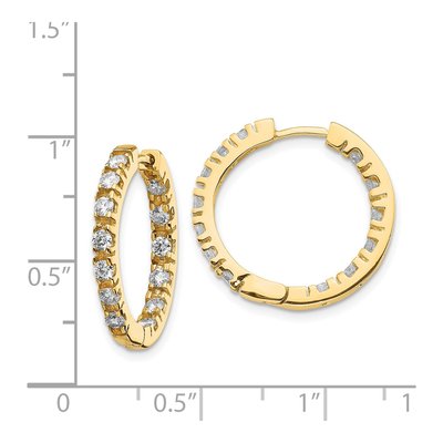 14K Yellow Gold 7/8 ct tw 23mm Diamond Inside-Out Hoop Earrings – view 3
