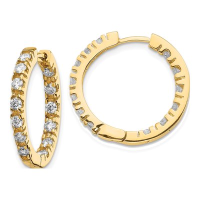 14K Yellow Gold 7/8 ct tw 23mm Diamond Inside-Out Hoop Earrings