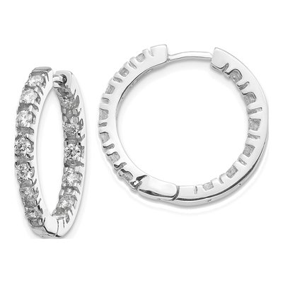 14K White Gold 7/8 ct tw 24mm Diamond Inside-Out Hoop Earrings