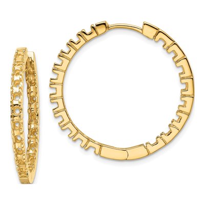 14K Yellow Gold Inside-Out Hinged Hoop Earring Mounting