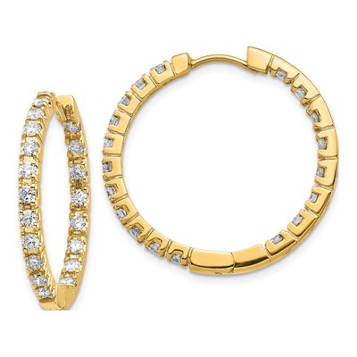14K Yellow Gold 1.9 ct tw 32mm Diamond Inside-Out Hoop Earrings