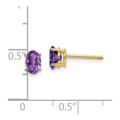 14K Yellow Gold Amethyst Oval Stud Earrings – view 5