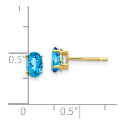 14K Yellow Gold Oval Swiss Blue Topaz Stud Earrings – view 4